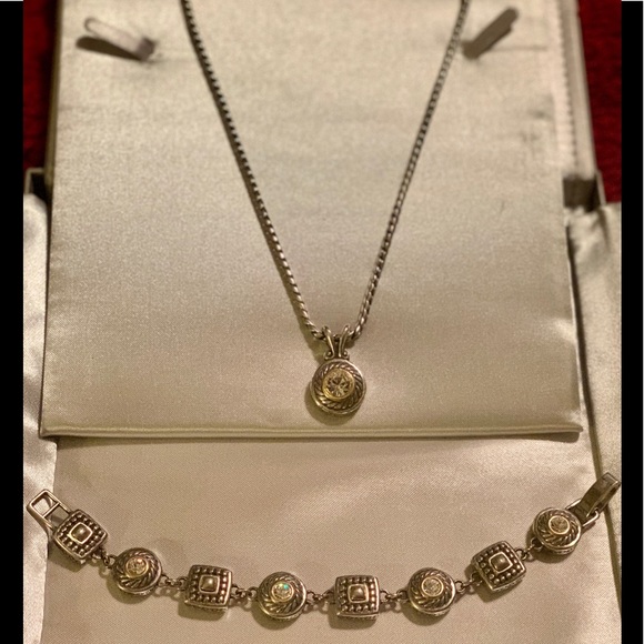 | Vintage Brighton Silver & Gold Pendant Necklace - Picture 5 of 8